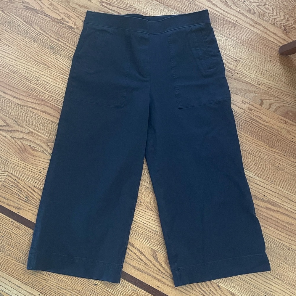 SPANX On The Go Wide Leg Crop Pants Size XL Black Elastic‎ Waist Pull On Stretch